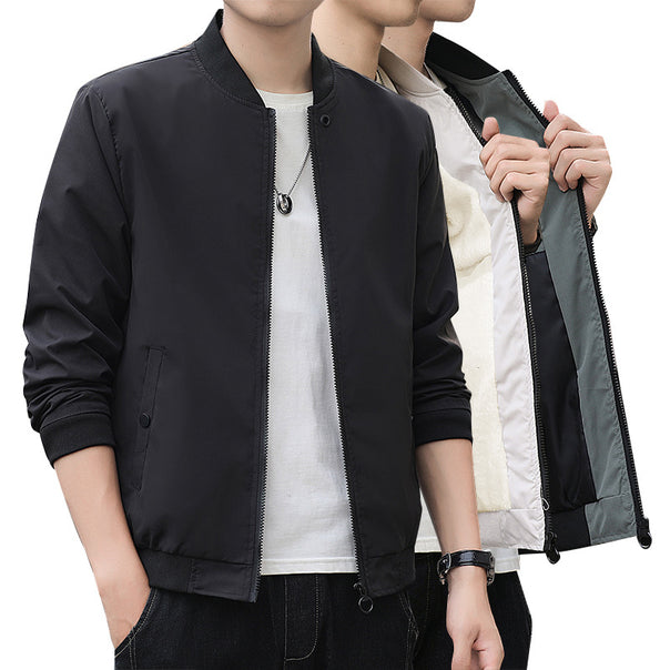 Men's Minimalist Lightweight Bomber Jacket with Matte Microfiber Outer Layer and Contrasting Zipper Mune Fashion