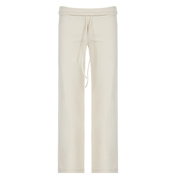 Women’s lounge pants with high waistband, drawstring, and straight leg Mune Fashion