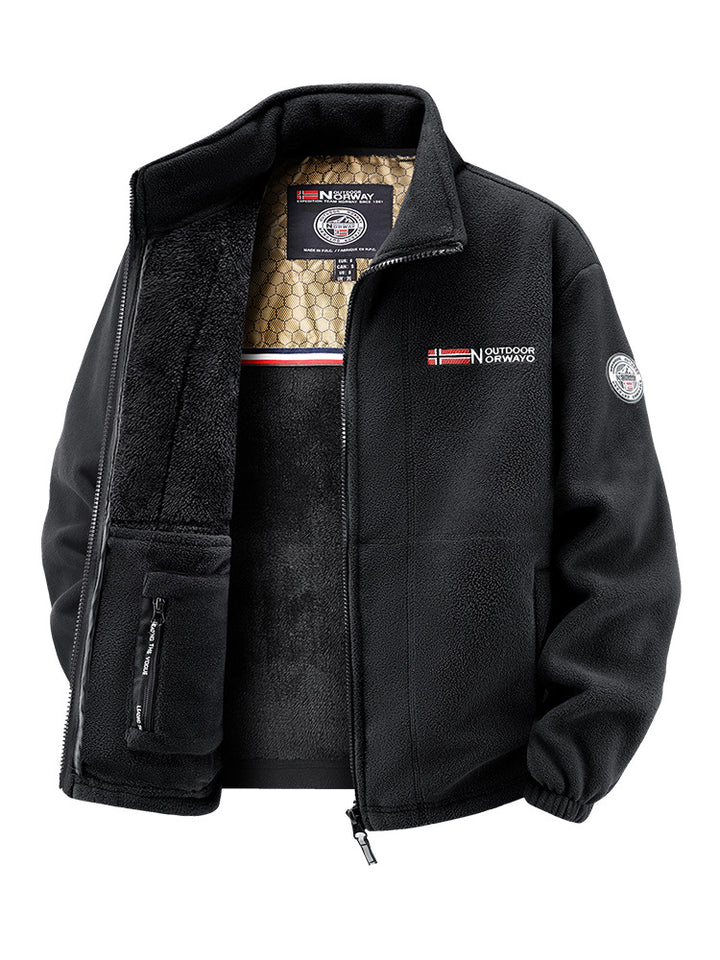 Men's fleece jacket with teddy inner lining, high stand collar and zip pockets Mune Fashion