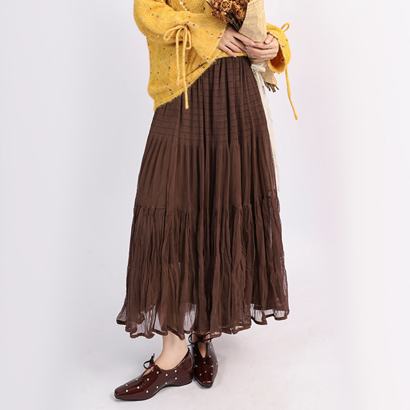 Women's voluminous tiered tulle skirt with elasticated waistband and opaque lining Mune Fashion