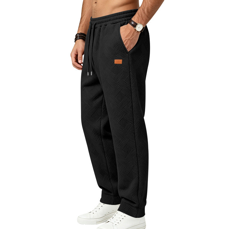 Men's Textured Jogging Pants with Elastic Waistband and Drawstring Mune Fashion