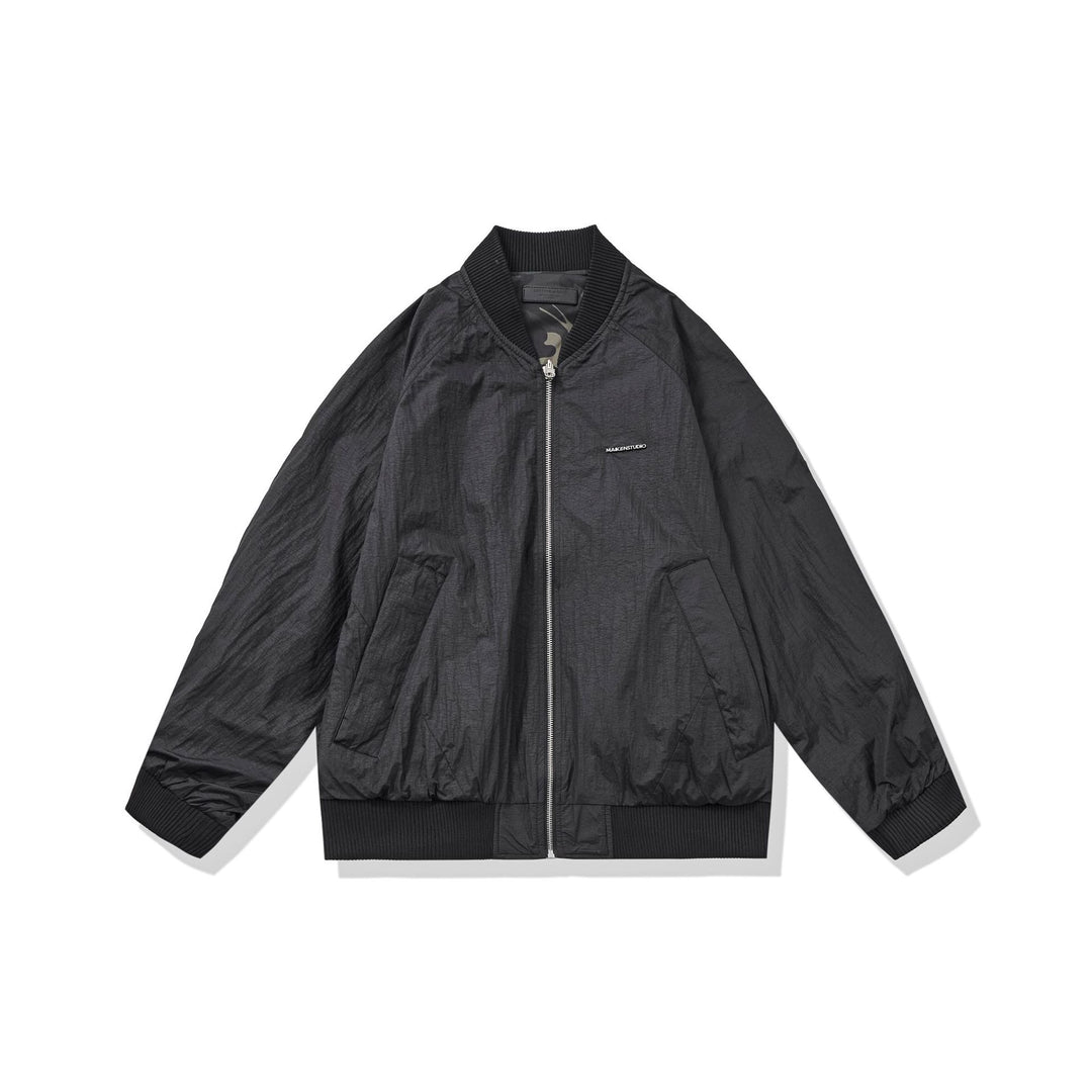 Unisex Lightweight Boxy Bomber Jacket made of Nylon with Ribbed Collar and Flap Pockets Mune Fashion