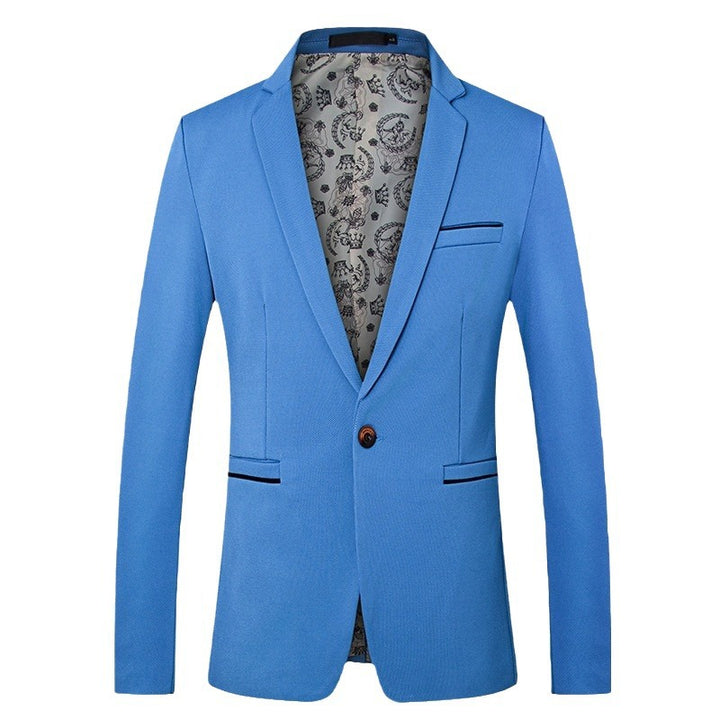 Men's slim single-breasted blazer with notched lapel and contrasting inner lining Mune Fashion