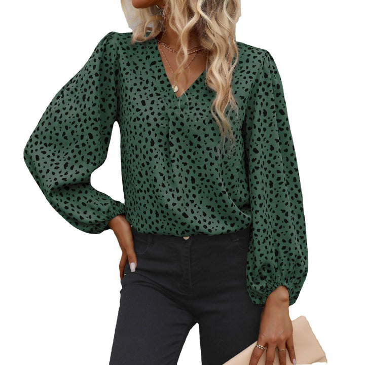 Women's Elegant V-Neck Blouse with Puff Sleeves Mune Fashion