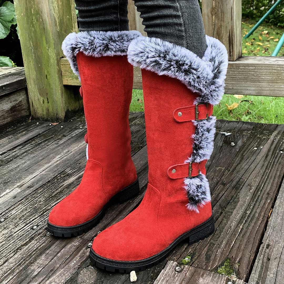 Women's Winter Boots with Cozy Faux Fur Collar and Slip-Resistant Sole Mune