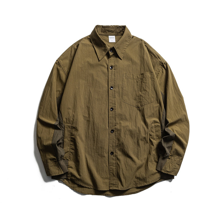 Men's Oversized Shirt with Chest Pocket and Ribbed Cuffs Mune Fashion