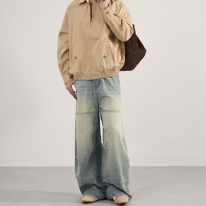 Men's Super Wide Denim Palazzo Pants with Segmented Seams and Voluminous Silhouette Mune Fashion