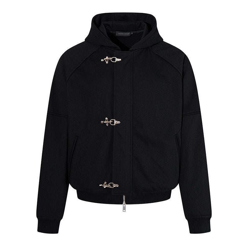Women's hooded sweatshirt jacket in bomber style with carabiner buckle closure Mune Fashion