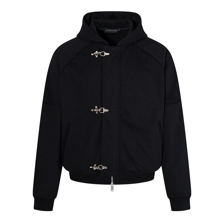 Women's hooded sweatshirt jacket in bomber style with carabiner buckle closure Mune Fashion