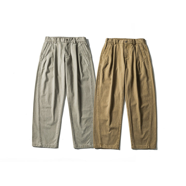 Women's High-Waist Relaxed-Fit Utility Pants with Seam Panels and Elastic Waistband Mune Fashion