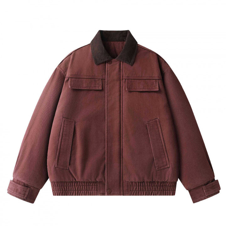 Men's Oversized Canvas Blouson with Cord Collar, Concealed Front Placket and Gathered Hem Mune Fashion