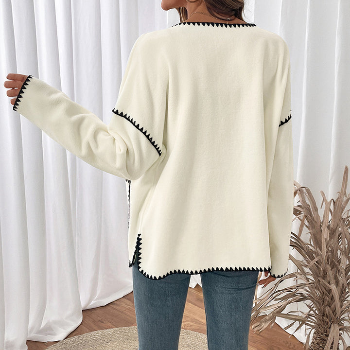 Women's Fashionable Cardigan with Contrast Stitching Mune Fashion