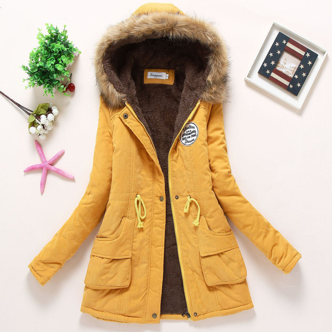 Women's high-warming winter parka with teddy lining, drawstring and faux fur trim Mune Fashion
