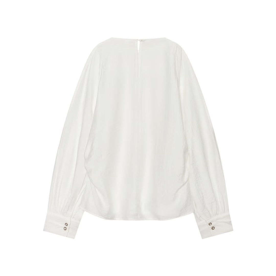 Women Oversize Blouse with Balloon Sleeves and Cuffs Mune Fashion