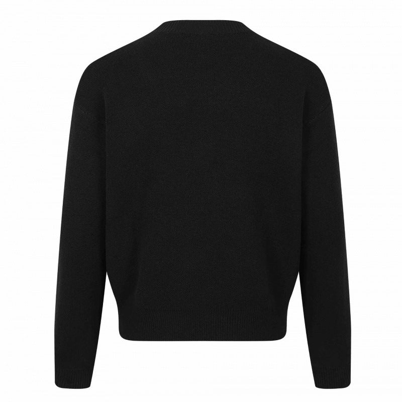 Unisex Graphic Knit Sweater with Ribbon Intarsia, Crew Neck and Ribbed Hem Mune Fashion