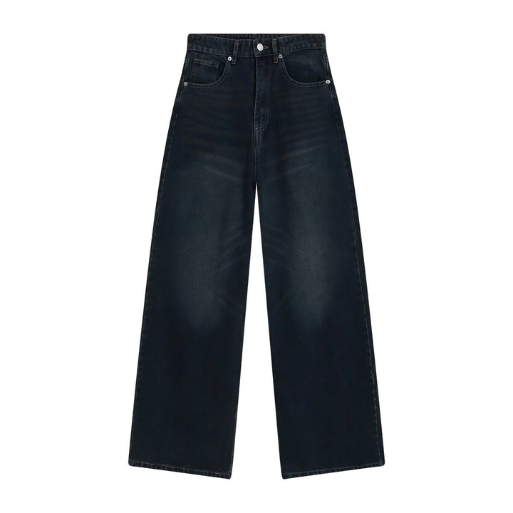 Women's High-Waist Denim Jeans with Wide Leg and Five-Pocket Design Mune Fashion