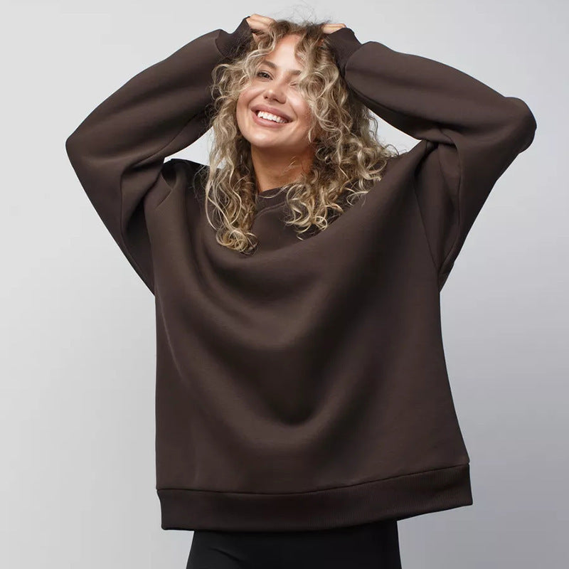 Women's oversized sweatshirt with round neckline, French terry inner lining, and dropped shoulder Mune Fashion