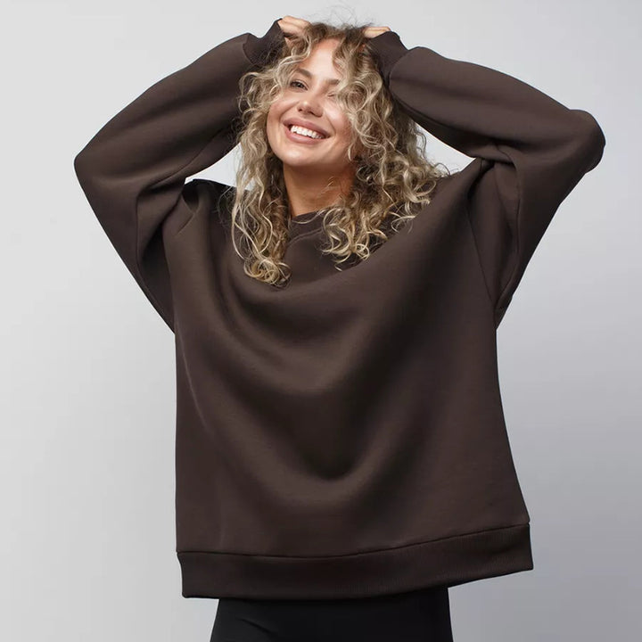 Women's oversized sweatshirt with round neckline, French terry inner lining, and dropped shoulder Mune Fashion