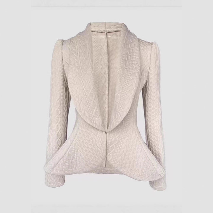Women's Tailored Knit Blazer with Shawl Collar and Cable Knit Structure Drune