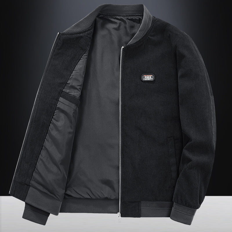 Men's cord flight jacket with satin lining, ribbed cuffs, and concealed inner pockets Mune Fashion