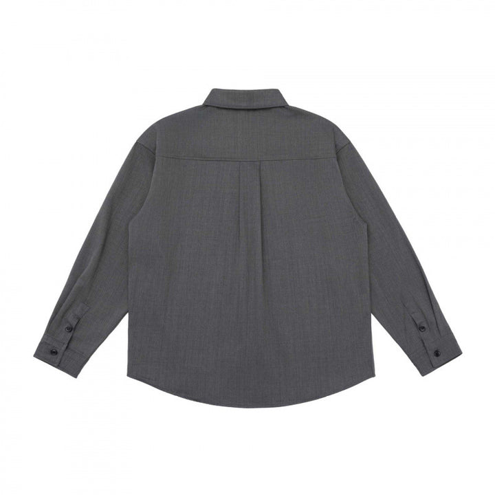 Unisex Oversize-Long Sleeve Shirt in Boxy Cut with Chest Pocket and Curved Hem Mune Fashion