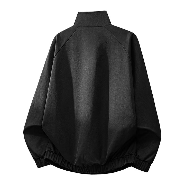 Men's ultra-lightweight windbreaker jacket with stand-up collar, elastic hem, and concealed snap button pockets Mune Fashion