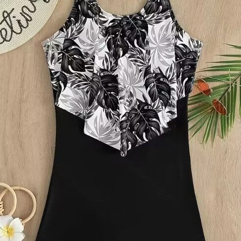 Women's One-Piece Swimsuit with Floral Top Mune Fashion