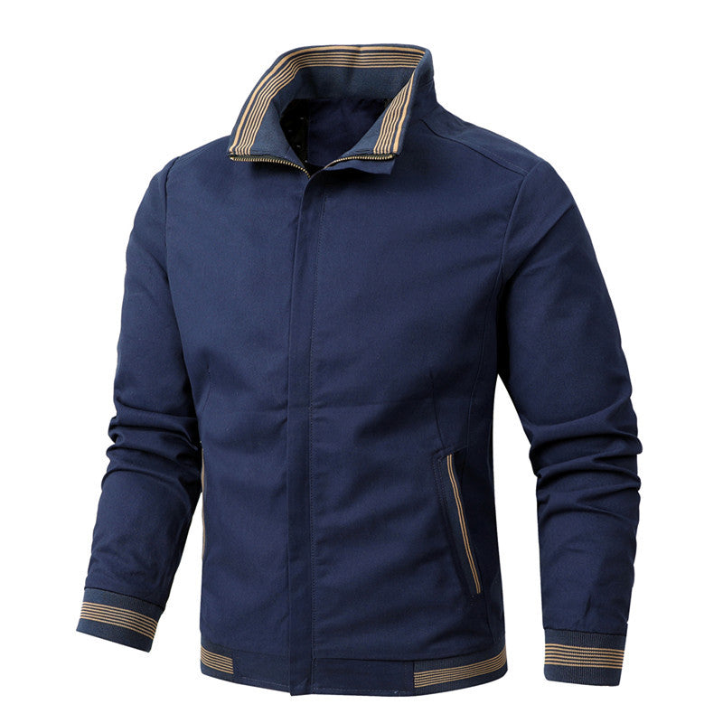 Men's transitional jacket made of cotton twill with stand-up collar and ribbed cuffs Mune Fashion