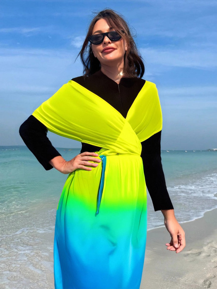 Women’s Beach Dress with Wrap and Gradient Mune Fashion