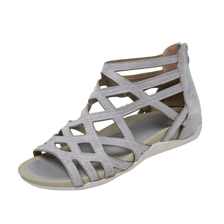 Women's Roman sandals with zipper, woven cut-out upper material and padded comfort sole Mune Fashion