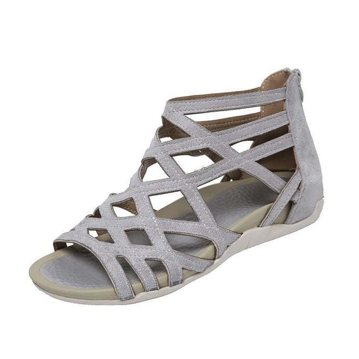 Women's Roman sandals with zipper, woven cut-out upper material and padded comfort sole Mune Fashion
