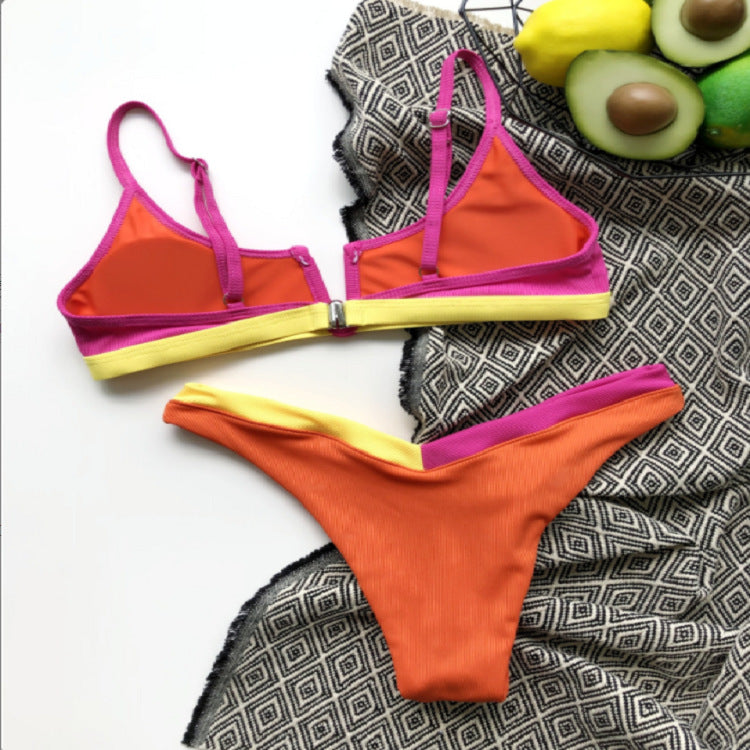 Women's Bikini Set with Fashionable V-Neck and Sporty Accents Mune Fashion