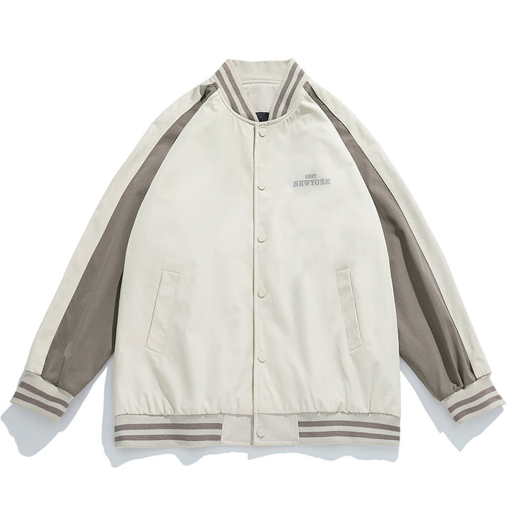 Unisex Retro Baseball College Jacket in Bomber Style with Raglan Sleeves and Ribbed Cuffs Mune Fashion
