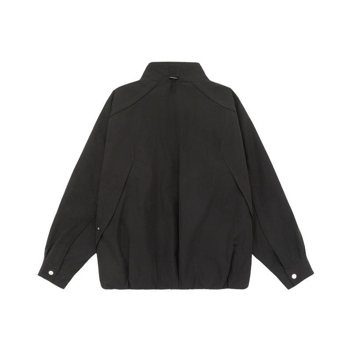 Women's Lightweight Raglan Bomber Jacket with Stand Collar and Elastic Hem Mune Fashion