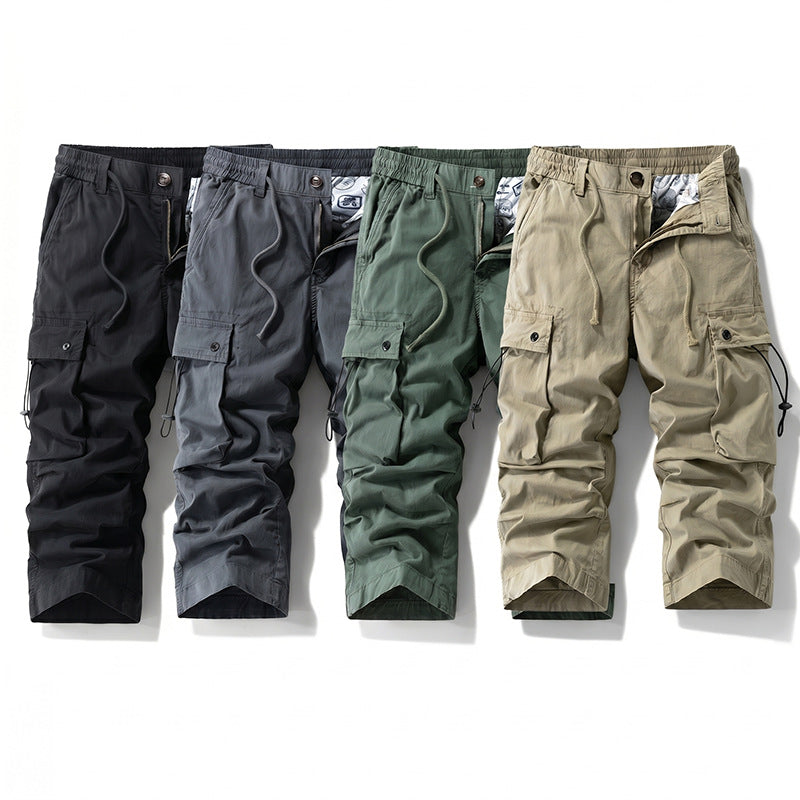 Herren 3/4-Trekking-Cargohose mit elastischem Bund, Tunnelzug und variabler Taschenorganisation Mune Fashion