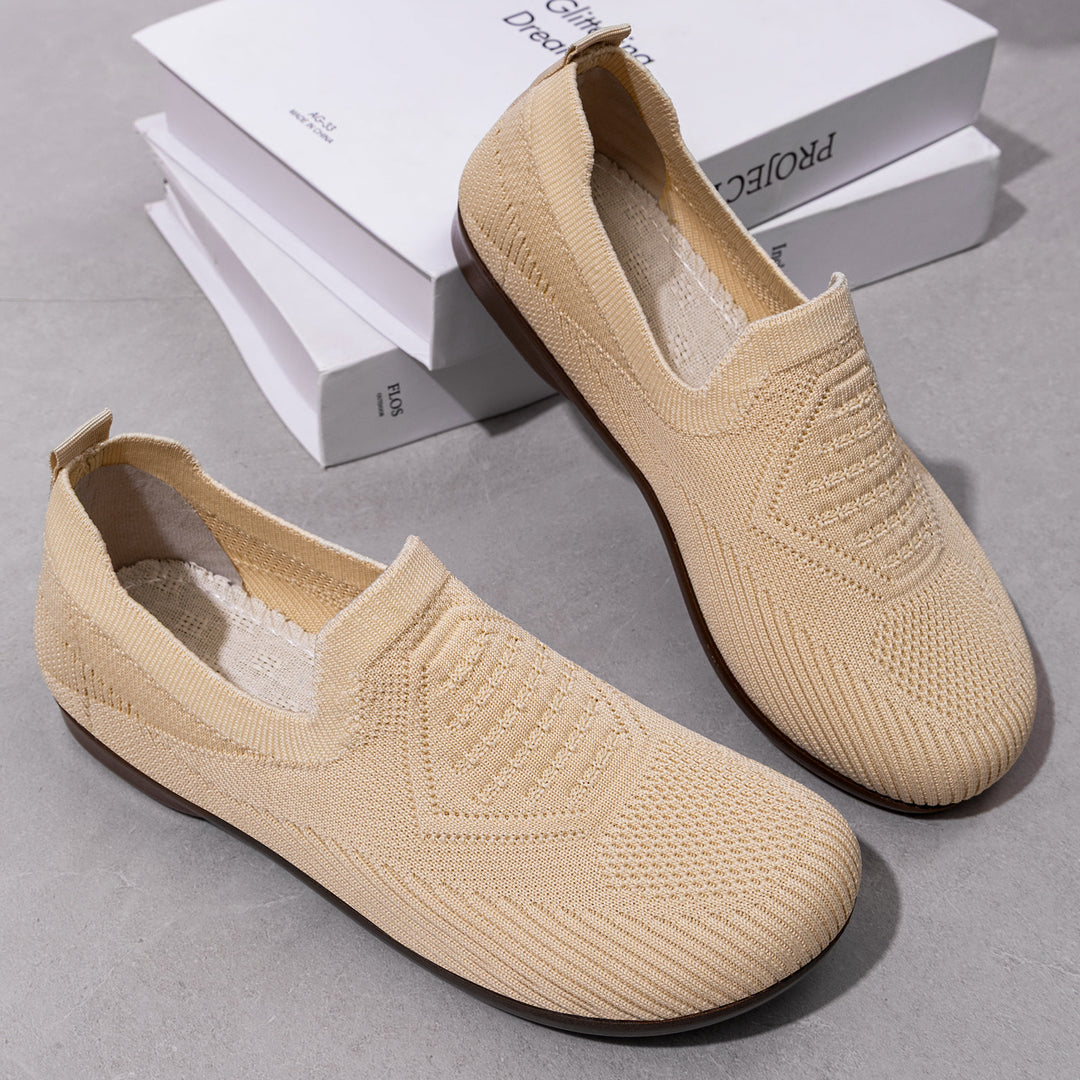 Women's knitted comfort slip-on half shoe with sock-like shaft, padded memory insole and flexible lightweight sole Mune Fashion