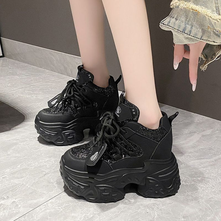 Women's High-Top Sneakers with Glittering Accents and Robust Profile Mune Fashion