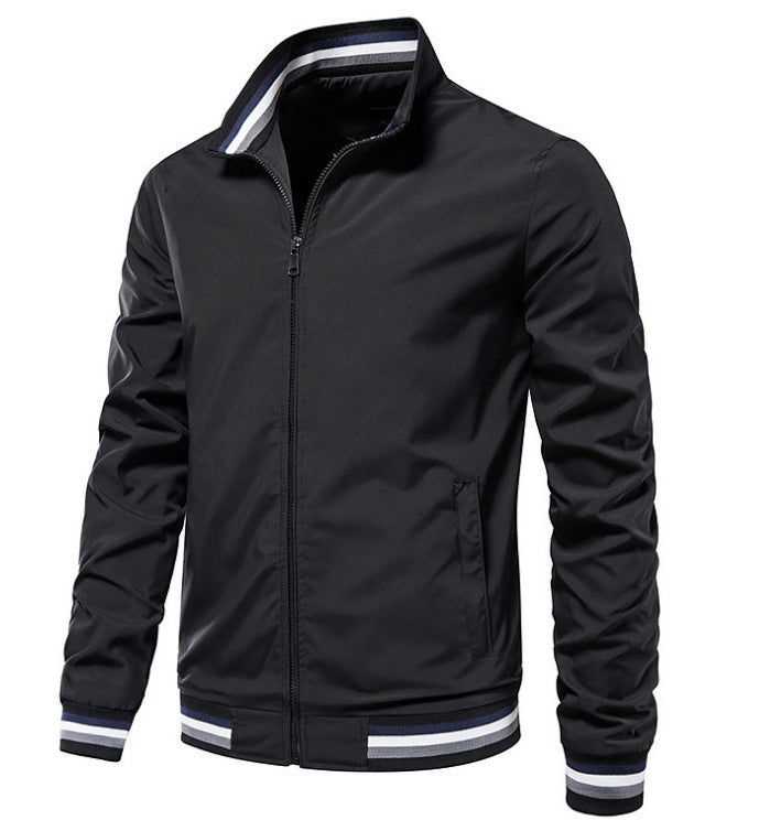 Men's lightweight bomber jacket with stand-up collar, windproof outer layer, and elastic ribbed cuffs Mune Fashion