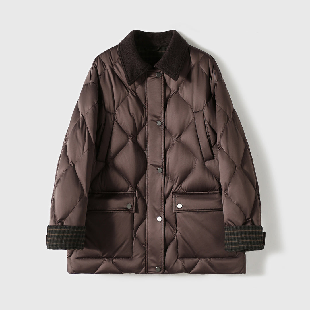 Women's quilted jacket with checkered accents Mune Fashion