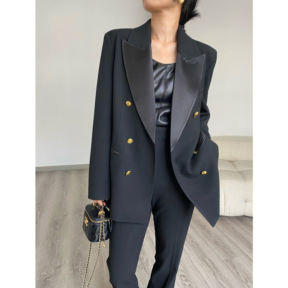 Ladies Elegant Double-Breasted Blazer Mune Fashion