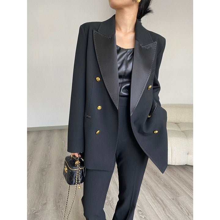 Ladies Elegant Double-Breasted Blazer Mune Fashion