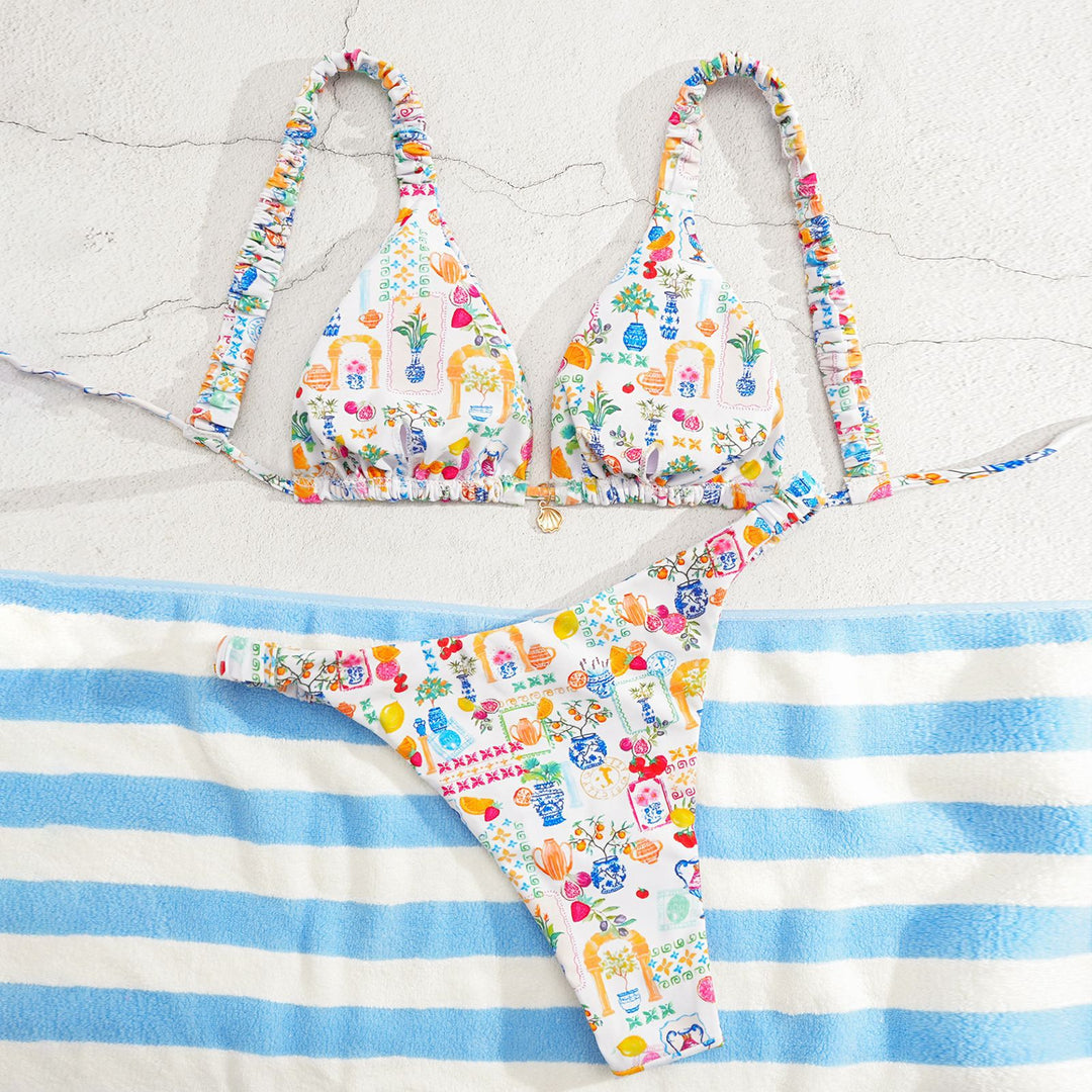 Women's Triangle Bikini with Decorative Ruffles Mune Fashion