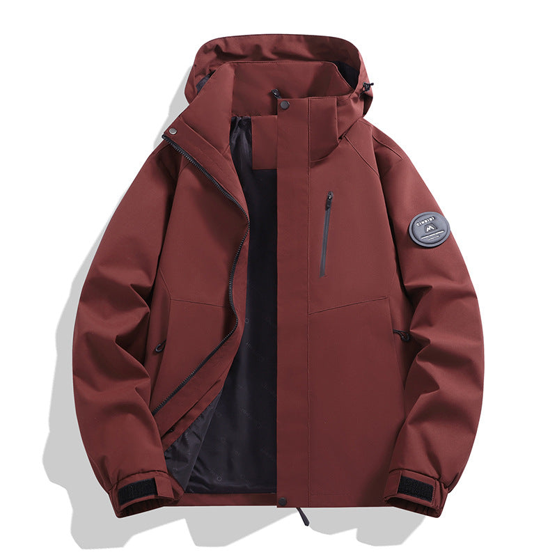 Men's softshell performance jacket with removable hood, concealed full-length zipper, and ergonomic cut Mune Fashion