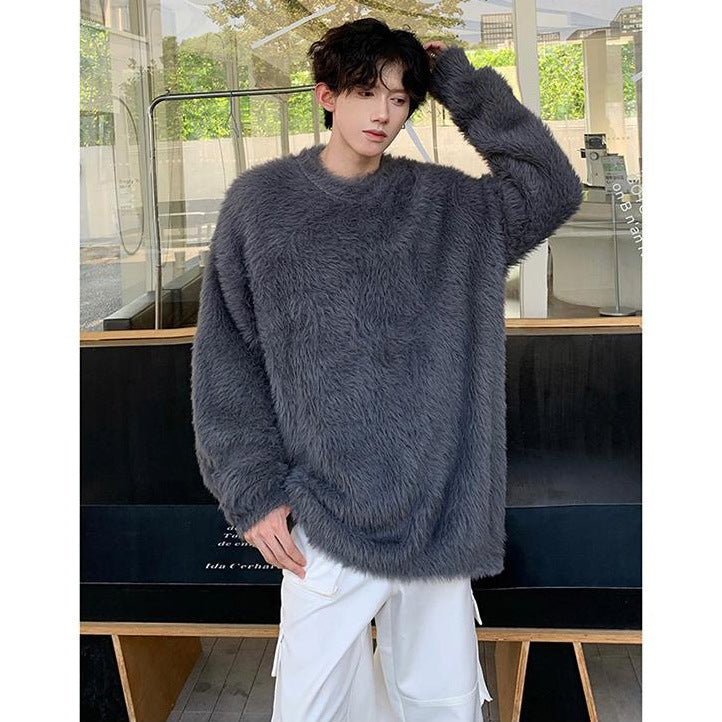 Women Cozy Oversized Sweater with Fluffy Texture Mune Fashion