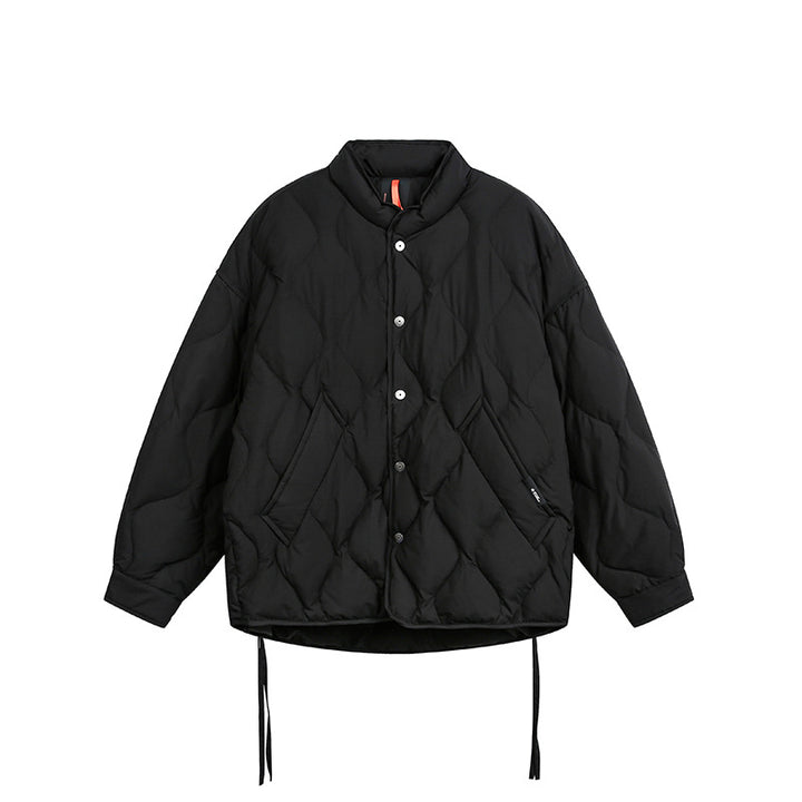 Men's Short Quilted Oversized Insulation Jacket with Diamond Quilting Mune Fashion