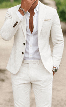 Men's summer seersucker suit with unlined jacket, slim fit, and pleated trousers Mune Fashion