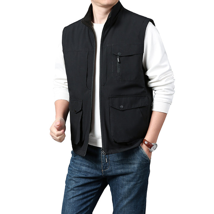 Men's Lightweight Thermo-Fleece Vest with Stand-Up Collar, Front Zipper and Side Pockets Mune Fashion