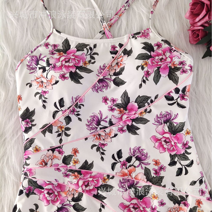 Women Floral Sport Swimsuit with Backless Silhouette Mune Fashion