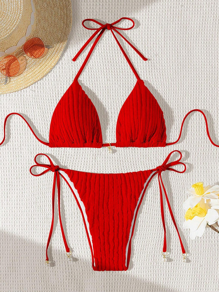Women's Triangle Bikini with textured design and adjustable straps Mune Fashion