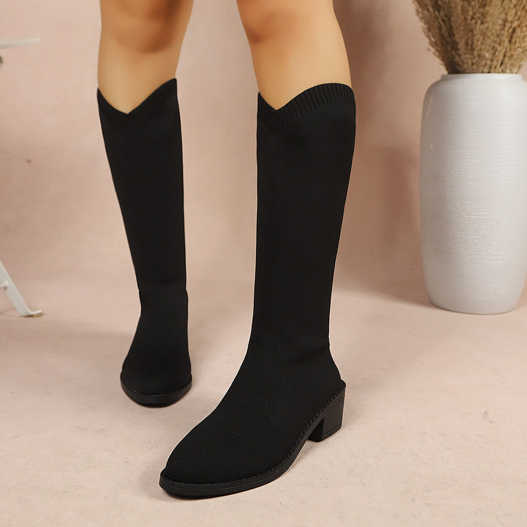 Women's High Boots with Elegant Block Heel Mune Fashion